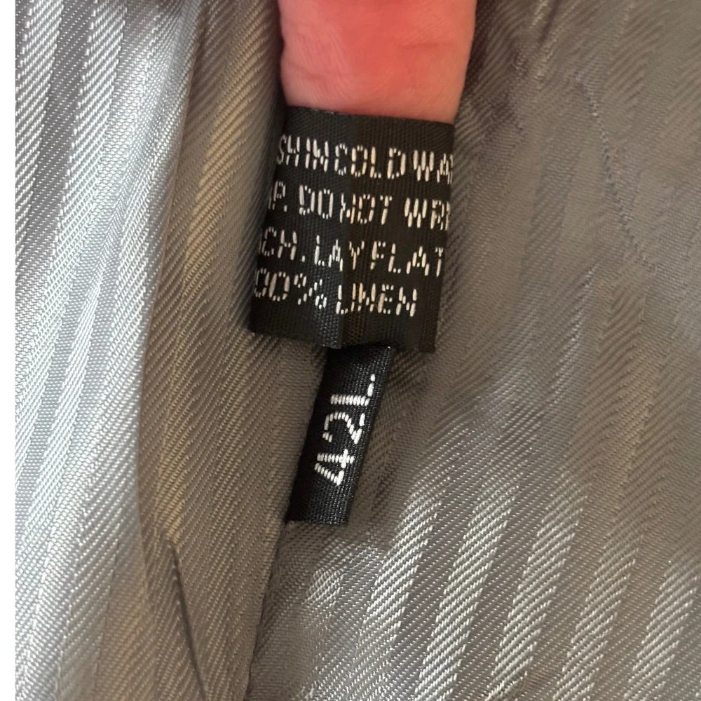 Milano Moda Mens Linen Blazer 42L‎ Grey Two Button Summer Sport Coat Jacket